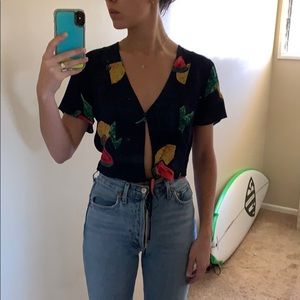 Fruit printed crop top lightly worn